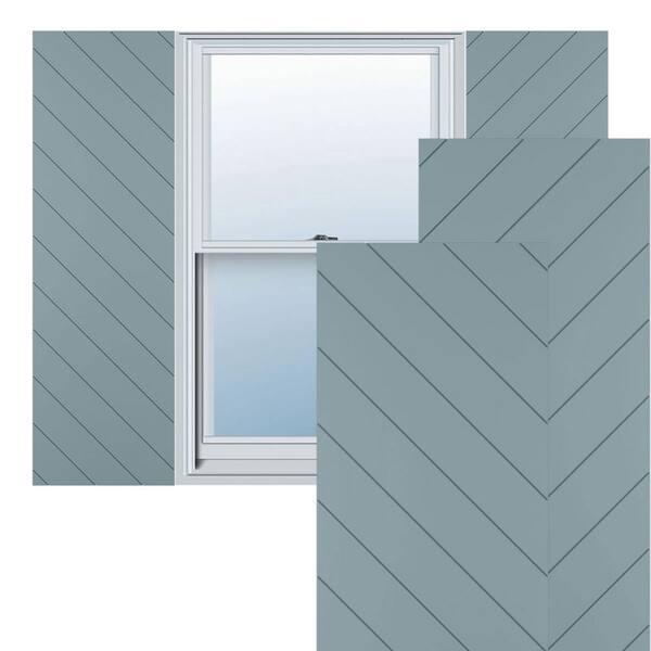 Ekena Millwork 12-in W x 70-in H True Fit PVC Diagonal Slat Modern Style Fixed Mount Shutters, Peaceful Blue