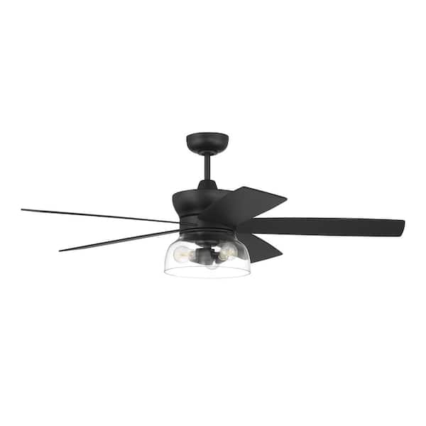 CRAFTMADE Gibson 52 in. Indoor Dual Mount Flat Black Finish Ceiling Fan with Smart Wi-Fi Enabled Remote and Integrated LED Light
