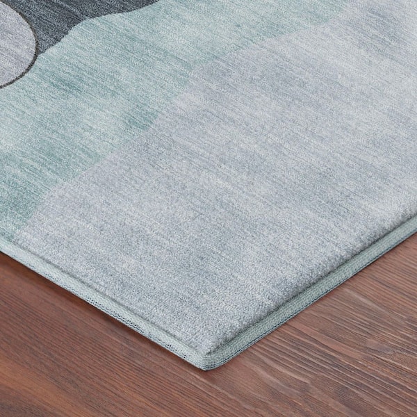 Mayfield Premium Machine Washable Abstract AMF2252 Blue 8 ft. x 10 ft. Area Rug
