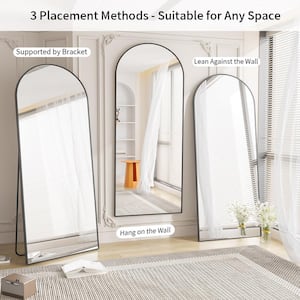 70 in. H x 30 in. W Classic Arched Black Aluminum Alloy Framed Full Length Mirror Standing Floor Mirror