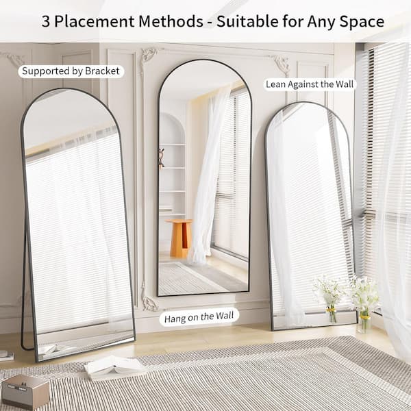 70 in. H x 30 in. W Classic Arched Black Aluminum Alloy Framed Full Length Mirror Standing Floor Mirror