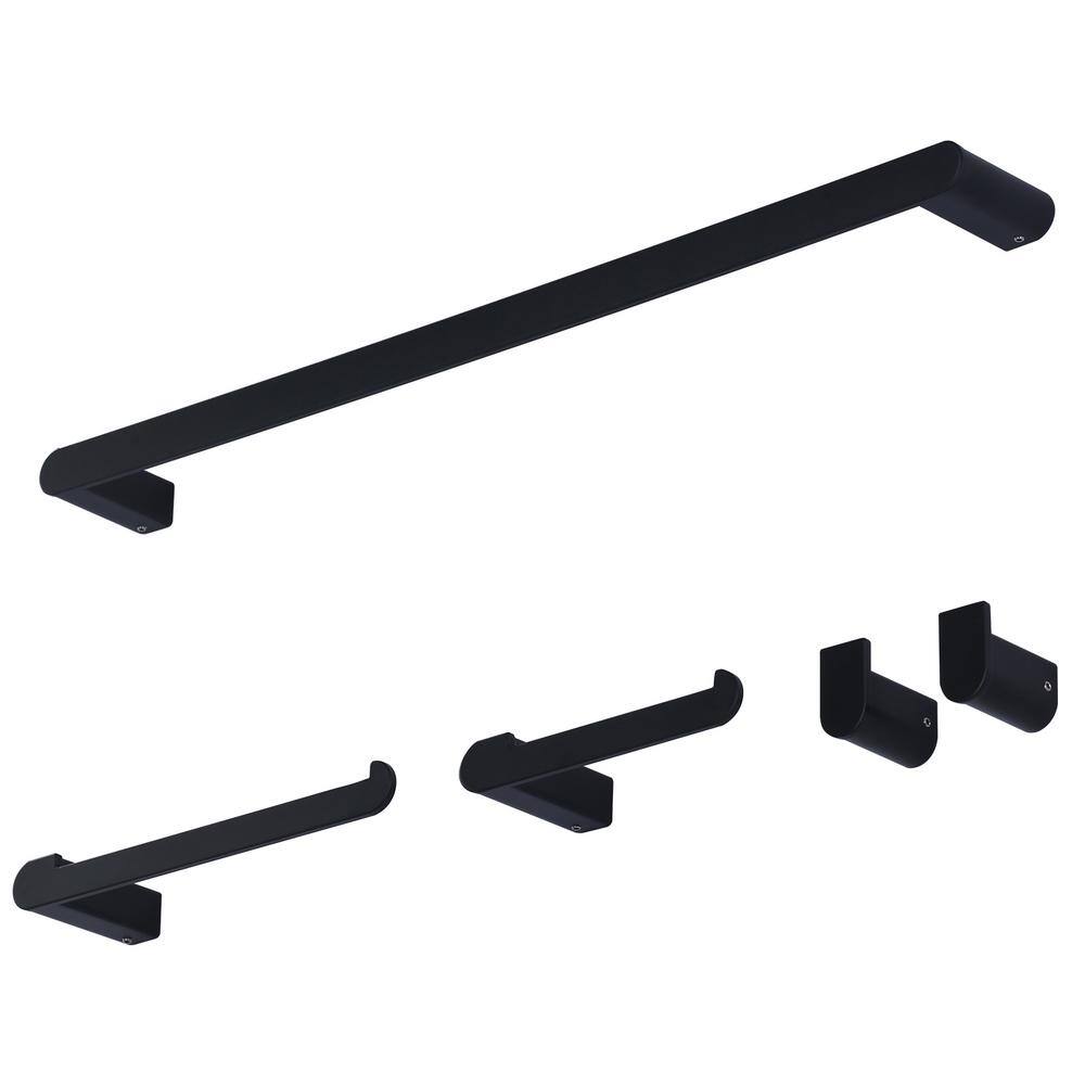 Modern Stainless Steel Bathroom Hardware 5-Piece Bath Hardware Set Rounded Corner in Matte Black price history on PriceWatchPro