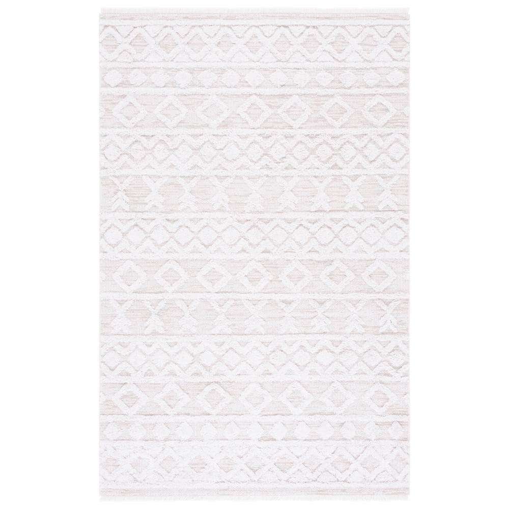 Ivory Hand-Tufted Wool Rectangular Area Rug, 3' x 5'