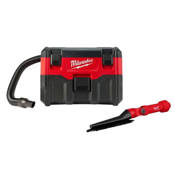 Milwaukee M18 18-Volt 2 Gal. Lithium-Ion Cordless Wet/Dry Vacuum & AIR-TIP Low-Profile Pivoting Brush Wet/Dry Vacuum Attachment