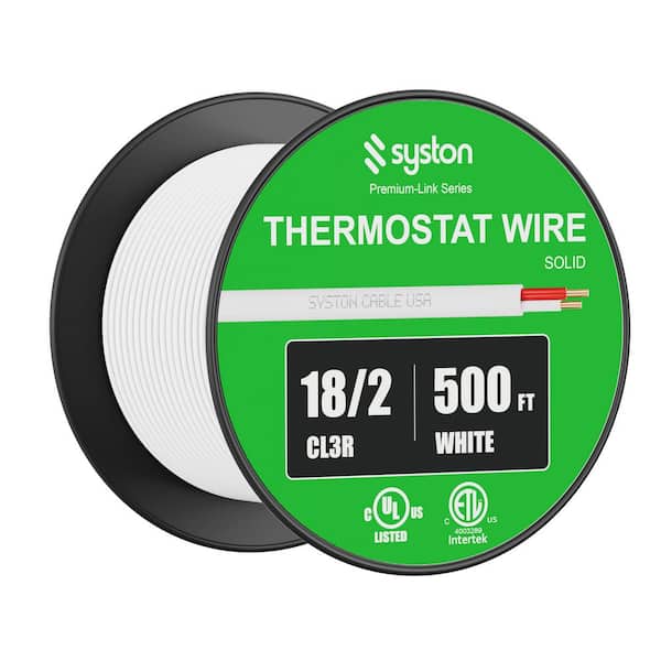 500 ft. 18/2 White Solid Bare Copper CMR/CL3R Thermostat Wire for Indoor/Outdoor