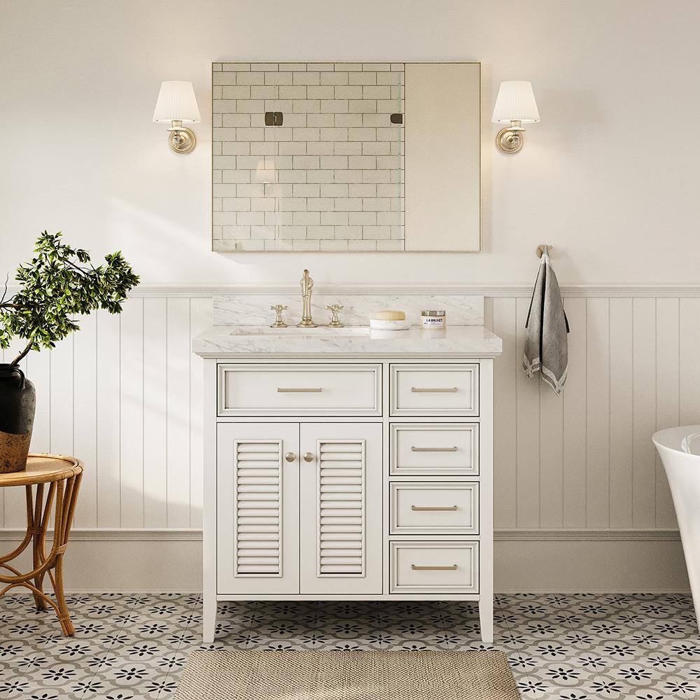 Kensington 36" White Freestanding Single Vanity Cabinet