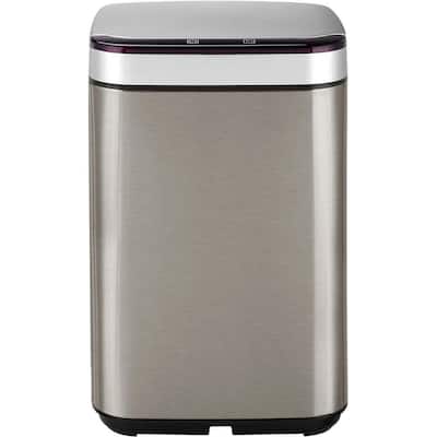 Household Essentials 30 l/8 Gal. Round Touchless Trash Can Black Stainless  Steel with Motion Sensor 94510-1 - The Home Depot