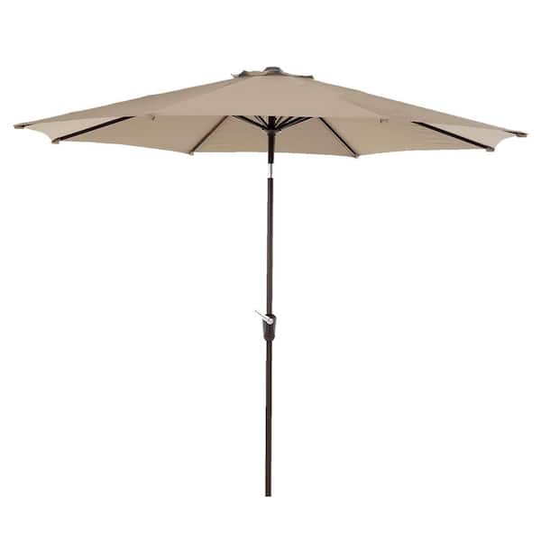Tatayosi 9 ft. Beige Outdoor Patio Inclined Market Enhanced Aluminum Umbrella 8 Ribs