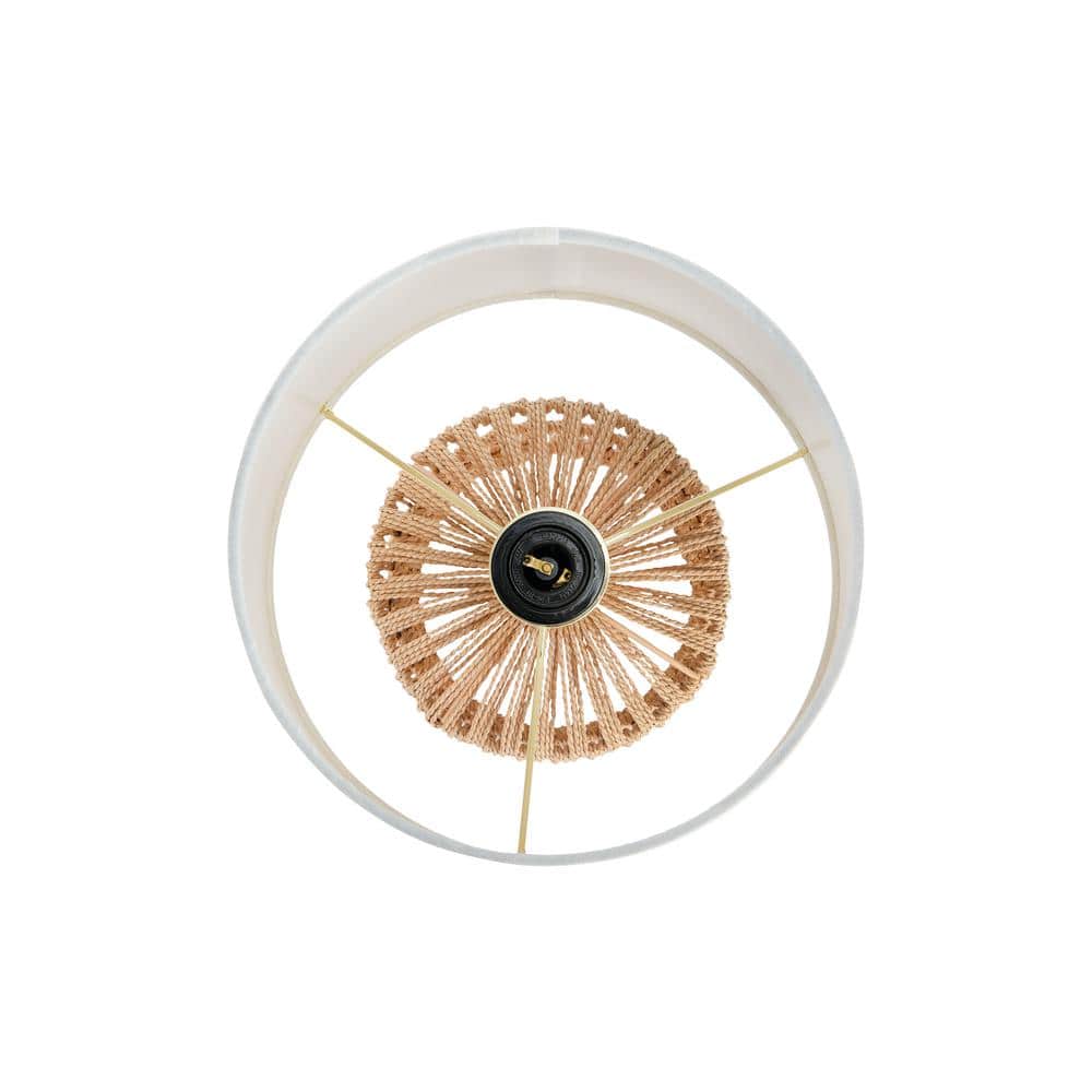 Natural Woven Rope Table Lamp with White Empire Shade