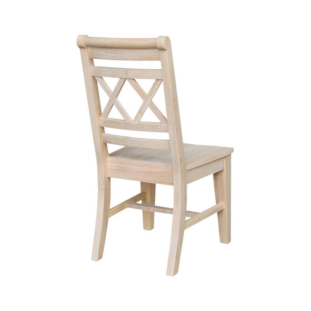 Unfinished Rubberwood High Cross Back Side Chair Set