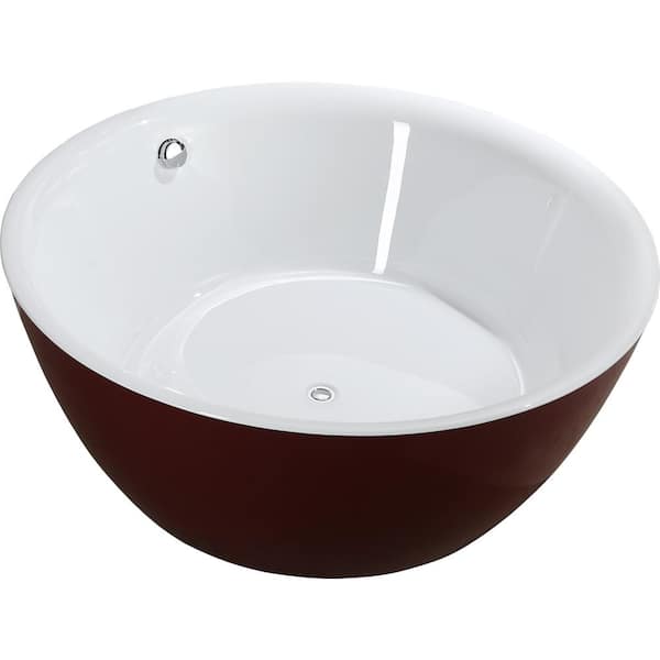 Bellaterra Home Prato 59.04 in. Acrylic Flatbottom Non-Whirlpool Freestanding Bathtub in Glossy Red