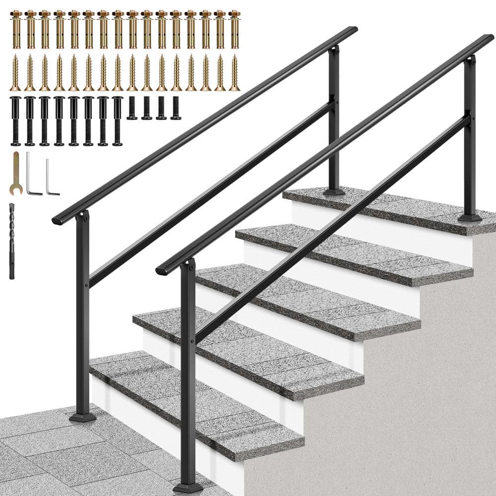 6-Step 36 in. H x 81 in. W Black Alloy Steel Oval Handrail Stair Railing Kit (2-Pack ) price history on PriceWatchPro