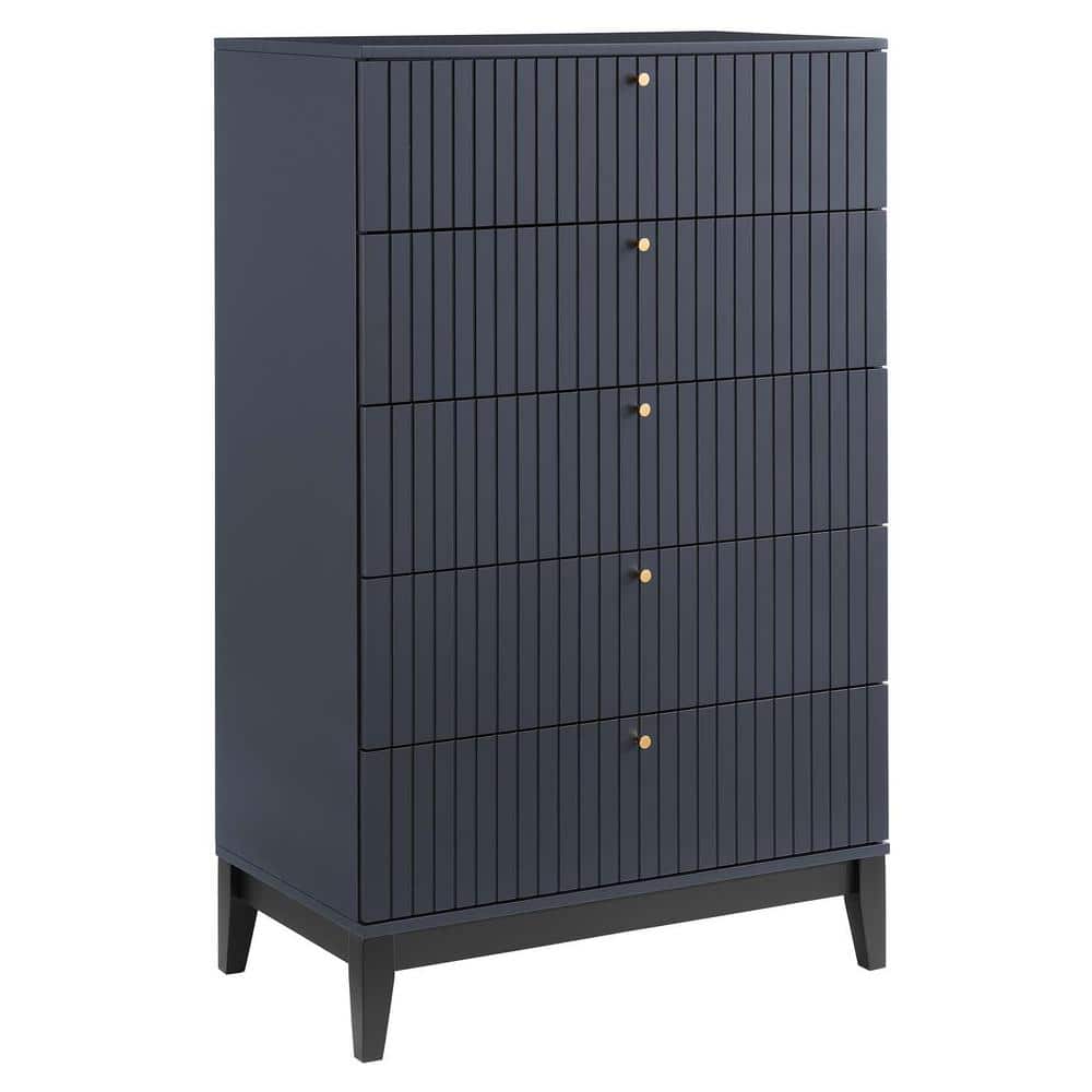 Dakota Blue Rubberwood and MDF Chest with Brass Hardware