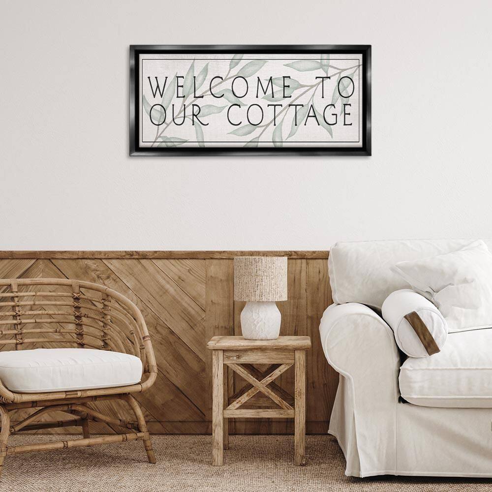 Rustic Cottage Welcome by Lil' Rue Black Floater Frame Typography Graphic Art Print 14 in. x 31 in. price history on PriceWatchPro