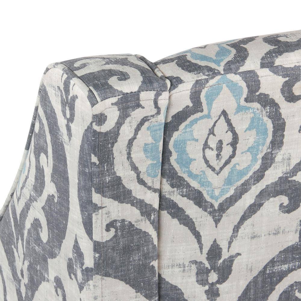 Suri Blue Classic Swoop Accent Chair with Wood Legs
