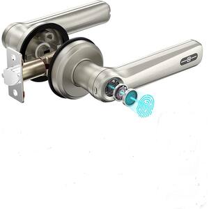 Aluminum Silver Smart Keyless Entry Lock with Lever Featuring Fingerprint, App Unlock