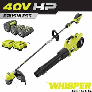 40V HP Brushless Whisper Series Carbon Fiber Shaft String Trimmer and 730 CFM 190 MPH Blower w/ 3 Batteries & 2 Chargers