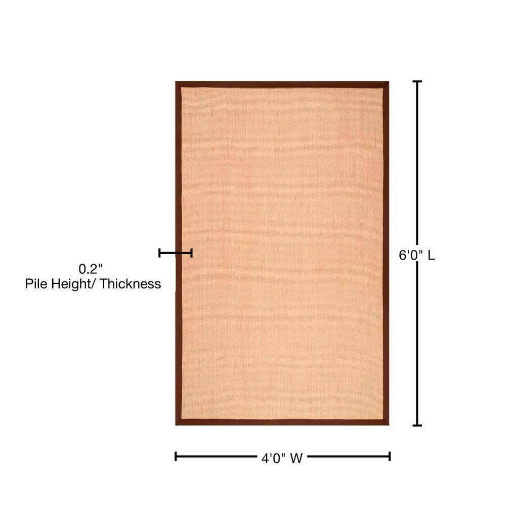 Eco-Friendly Handmade Sisal 4'x6' Rug with Non-Slip Latex Backing in Brown