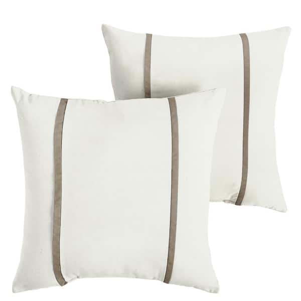 SORRA HOME Sunbrella Canvas Natural Outdoor Knife Edge Throw Pillows (2-Pack)
