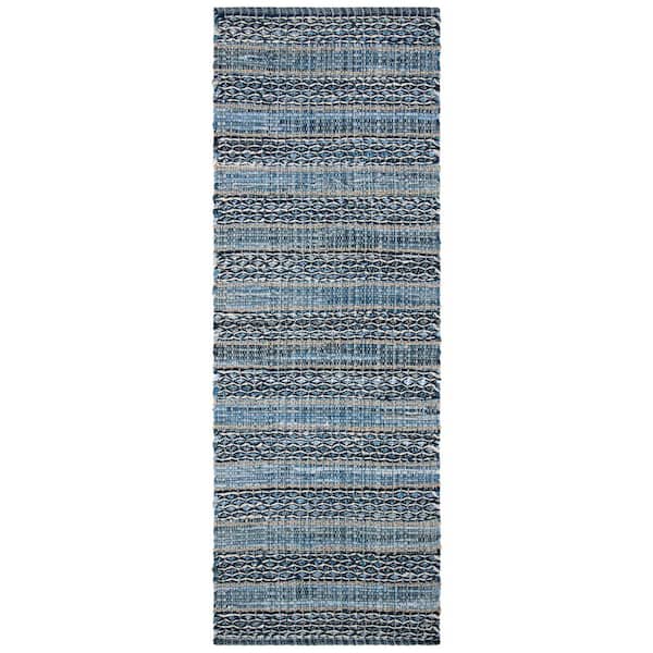 Montauk Blue 2 ft. x 7 ft. Abstract Striped Runner Rug