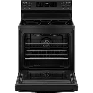 30 in. 5 Burner Element Smart Free-Standing Electric Convection Range in Black w/ EasyWash Oven Tray, No-Preheat Air Fry