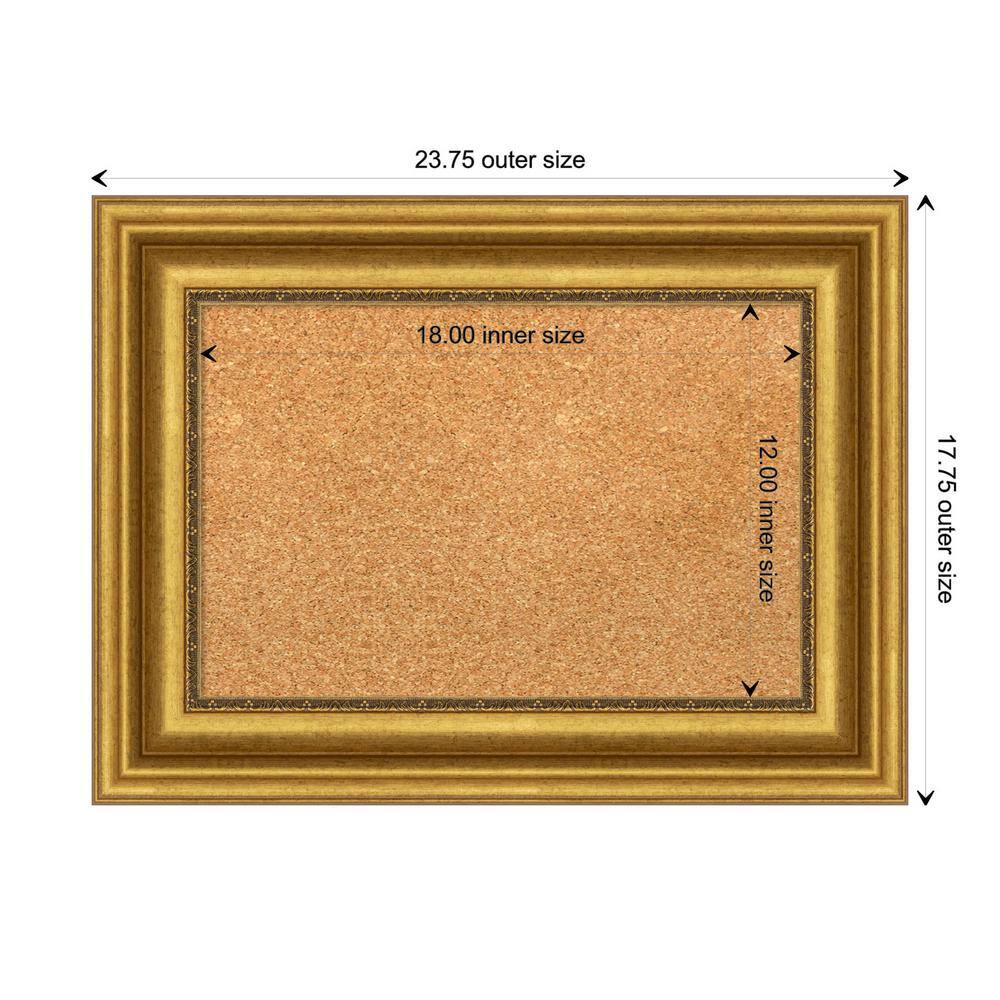 Parlor Gold Framed Natural Cork Bulletin Board 24x18