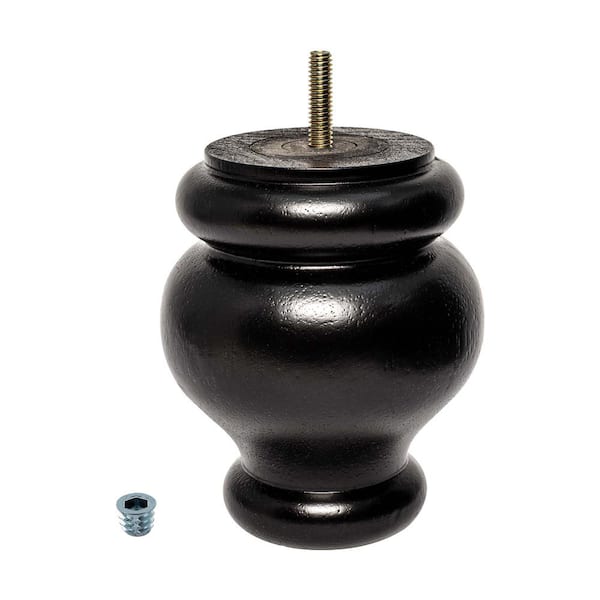 American Pro Decor 5 in. x 4 in. Stained Espresso Solid Hardwood Round Bun Foot
