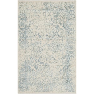 Adirondack Ivory/Slate Doormat 3 ft. x 4 ft. Border Distressed Area Rug