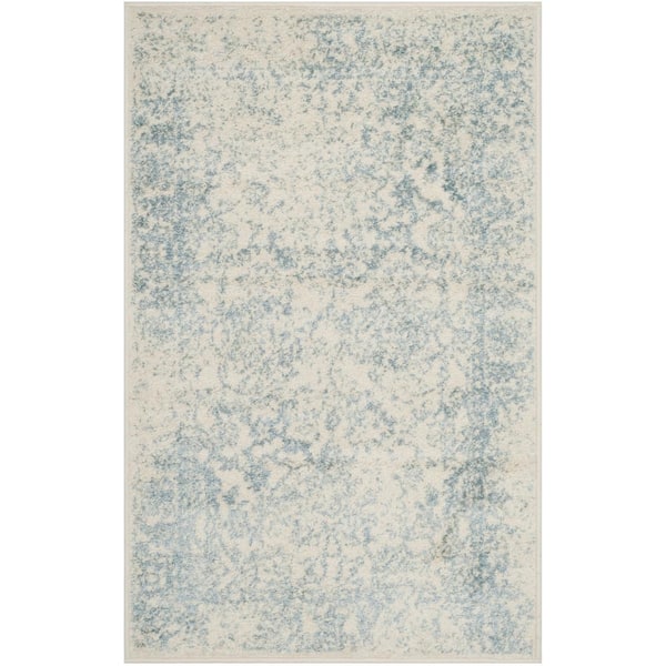 Adirondack Ivory/Slate 2 ft. x 3 ft. Border Distressed Area Rug