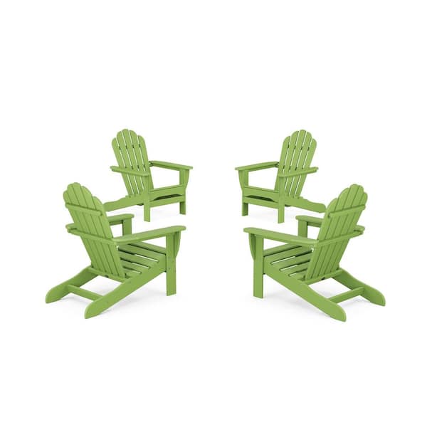 Trex Outdoor Furniture Monterey Bay 4-Piece Plastic Patio Conversation Set Adirondack Chair in Lime