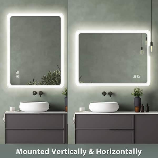 24 in. H x 40 in. W Rectangular LED Backlit Mirror Frameless Wall Bathroom Vanity Mirror Anti-Fog 3-Color Dimmable