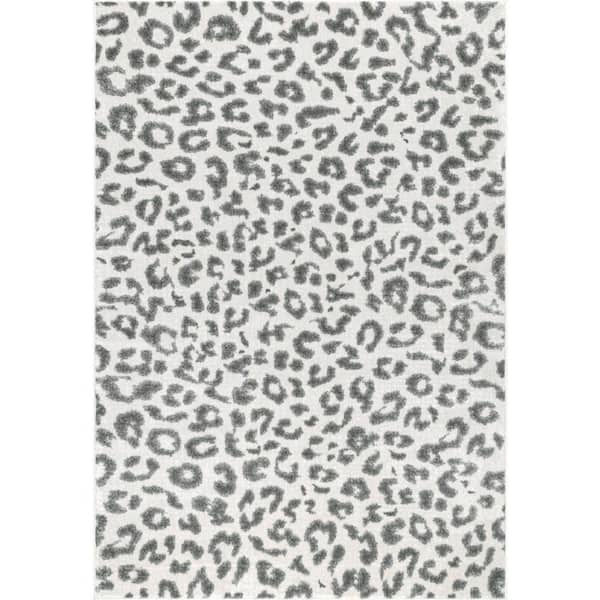 Annette Modern Leopard Print Area Grey 5 ft. x 7 ft. Indoor Area Rug