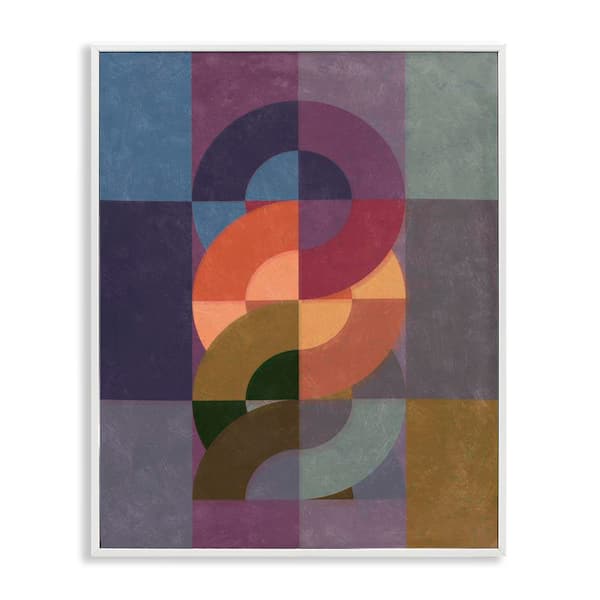 Stupell Industries Modern Interlocking Circles by Victoria Barnes White Framed Abstract Giclee Art Print 20 in. x 16 in.