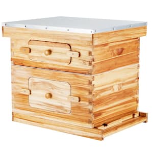 20-Frame Beehive Kit, Cedar Wood Langstroth Bee Boxes, Beeswax Coated, 1 Deep+1 Medium Box, Transparent Acrylic Windows