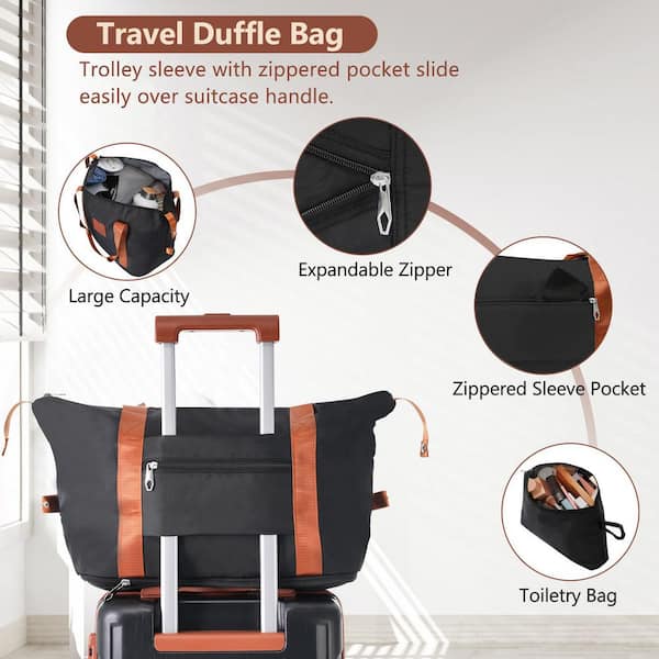 Merax 6 or more-Piece Black and Brown Expandable ABS Hardshell