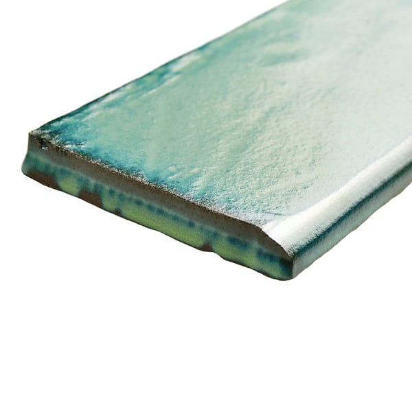 Antic Special Bullnose Lava Verde 3 in. x 6 in. Glossy Ceramic Wall Tile Trim