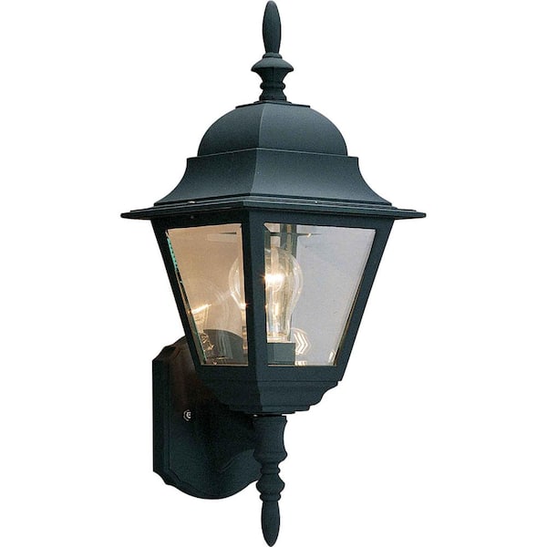 Volume Lighting Black Hardwired Outdoor Coach Light Sconce with Clear Beveled Glass