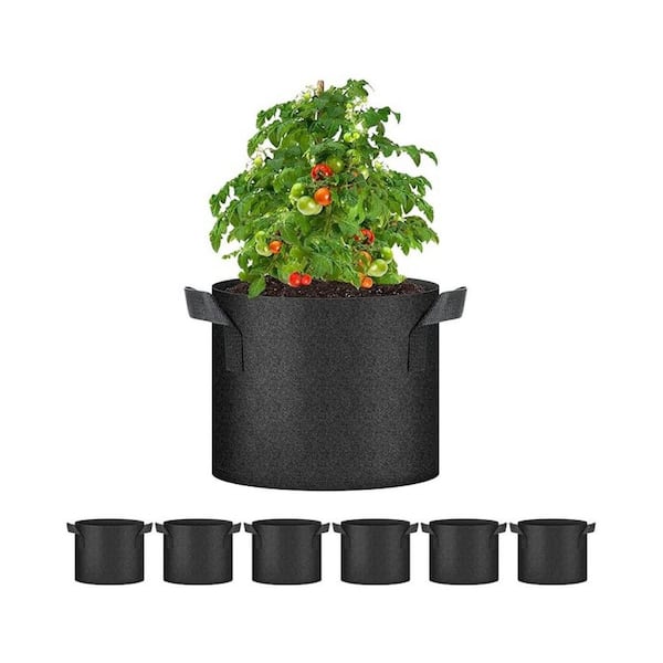 Oyezvary 6-Pack 5 Gallon Nonwoven Grow Bags Black Aeration Fabric Pots with  Handles Indoor/Outdoor Suitable for Garden Plants 28CSA11283 - The Home  Depot