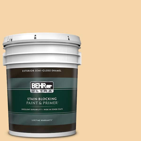 BEHR ULTRA 5 gal. #PPU6-08 Pale Honey Semi-Gloss Enamel Exterior Paint & Primer