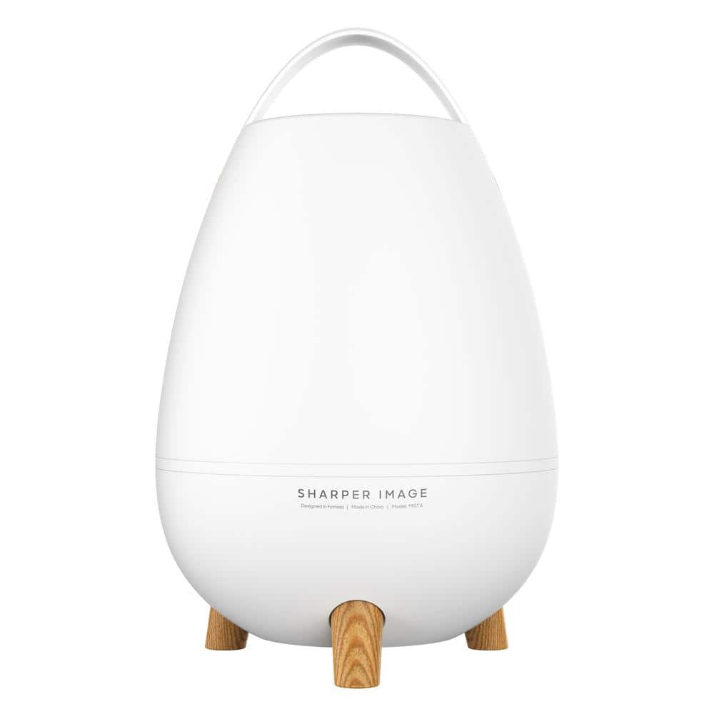 White Ultrasonic Humidifier with Wood Grain Accents and Auto Shutoff