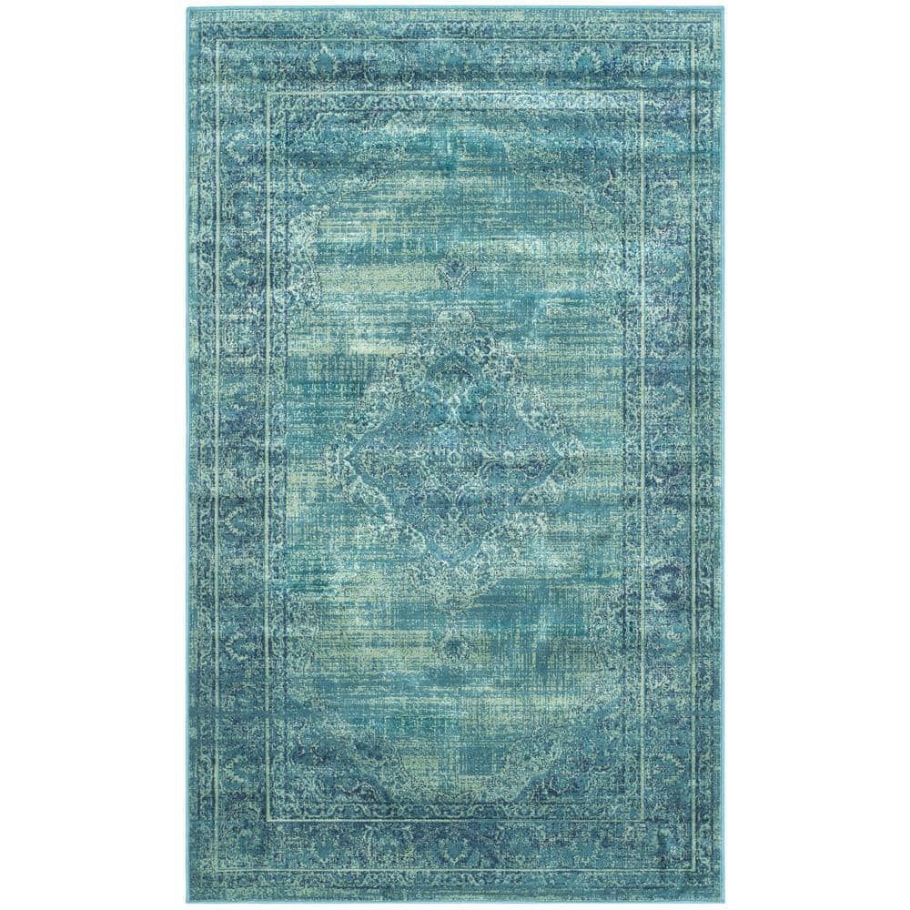 SAFAVIEH Vintage Kynaston Traditional Area Rug, Turquoise/Multi, 2' x 3'