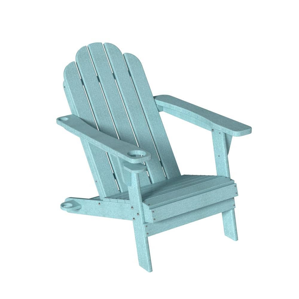 Clihome Teal 5 Back Panel Fixed Outdoor Adirondack Chair With Cup   Plastic Adirondack Chairs Cl29 Te 64 1000 