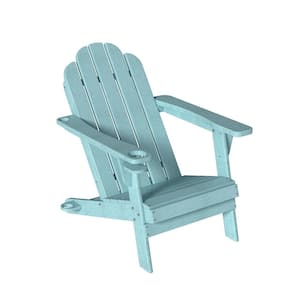 Teal 5-Back Panel Fixed Outdoor Adirondack Chair with Cup Holder and Hole for Umbrella (set of 1)