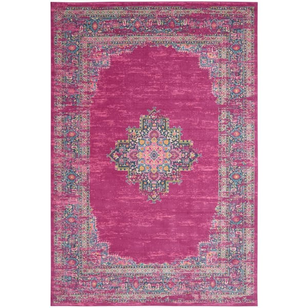 Nourison Passion Fuchsia 9 ft. x 12 ft. Bordered Transitional Area Rug