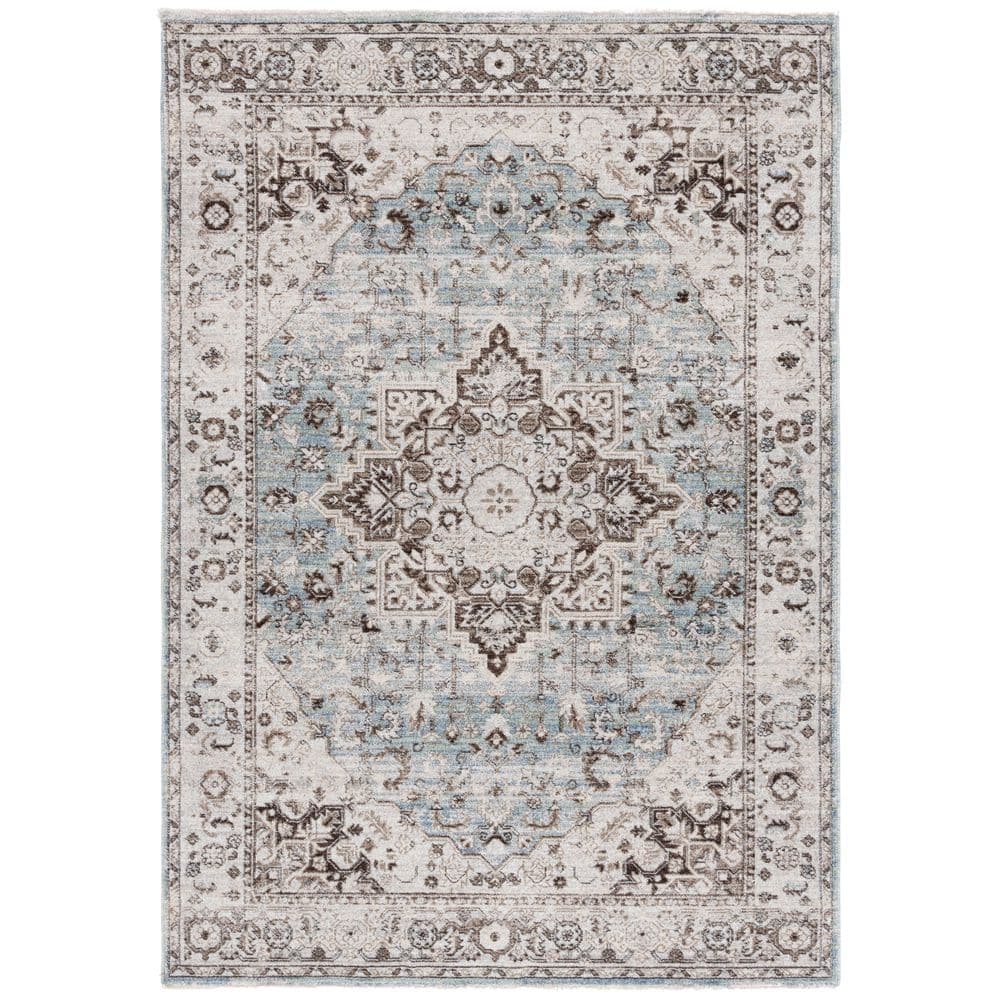 Antique Patina 4 ft. x 6 ft. Gray/Blue Distressed Border Ornate Area Rug price history on PriceWatchPro