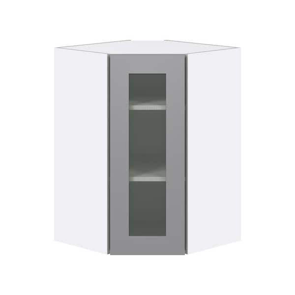 J COLLECTION Bristol Painted Slate Gray Shaker Assembled Wall Diagonal Corner Kitchen Cabinet (24 in. W x 40 in. H x 14 in. D)