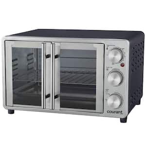 1500 W 6-Slices Gray Stainless Steel French Door Convection Toaster Oven and Broiler Bake Broil Toast Oven