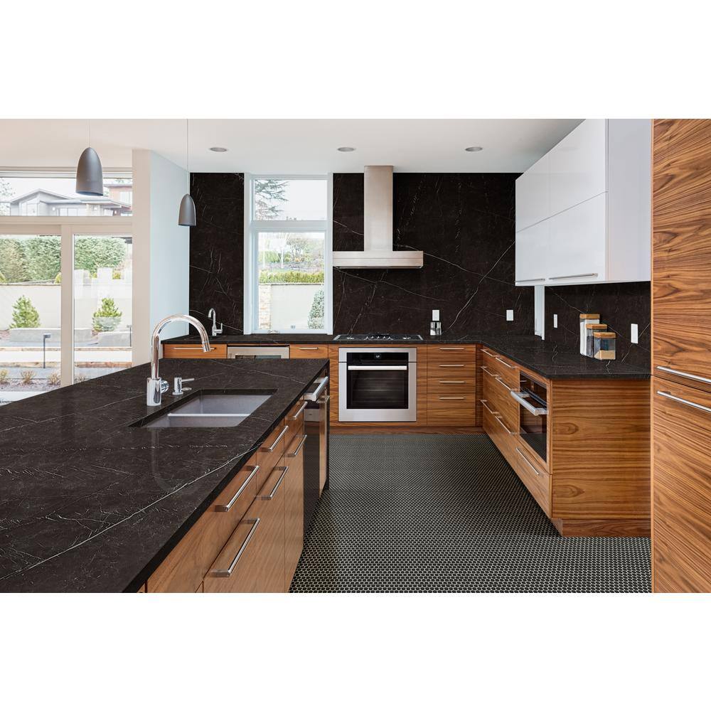 Nero Matte Black Penny Round Porcelain Mosaic Tile 12x13