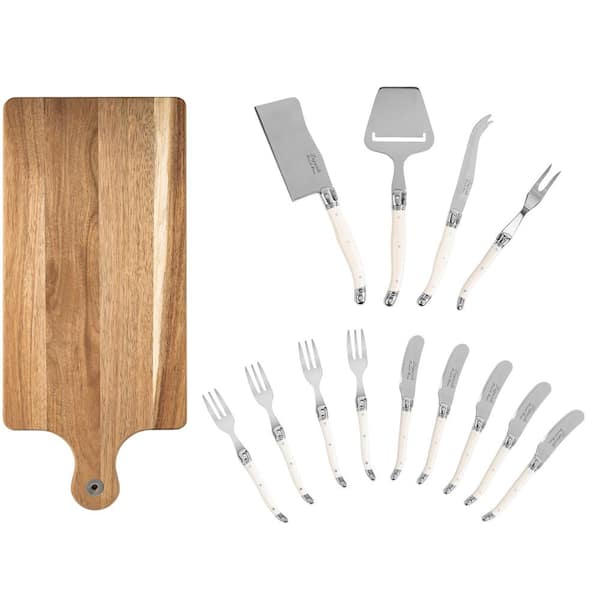 Unbranded French Home 14-Piece Laguiole Cheese Board Set with Wood Serving Board