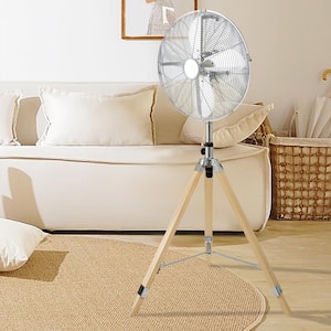 Vintage Tripod Fan: Retro Style Stand Fan for Home Air Circulation with 3 Speeds and Adjustable Height, Silver - 16 in.